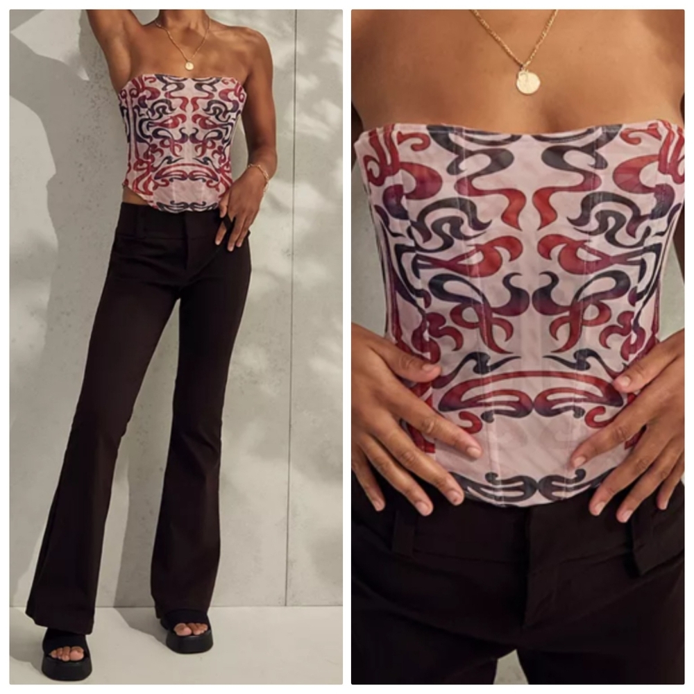 Miaou Perry Purple Perrie Sheer Mesh Graphic Goddess Corset Xs S - Picture 1 of 3